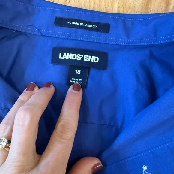 Two Lands' End Blue Casual Button Down Shirts - Picture 6 of 7